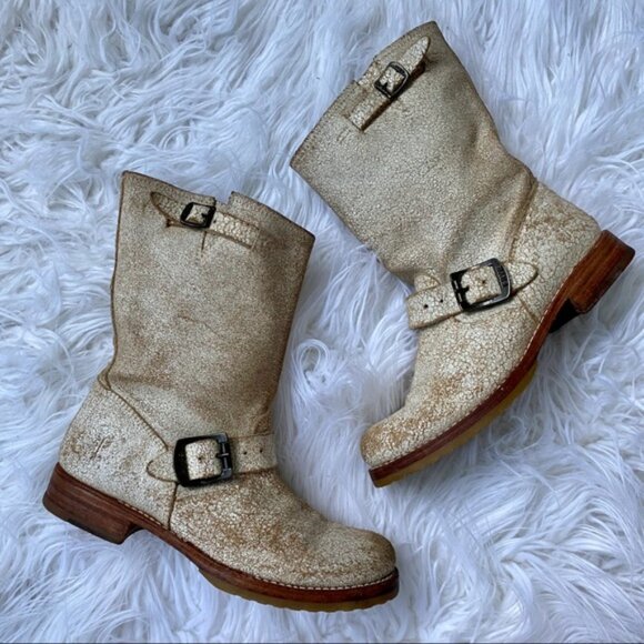 Frye Veronica Suede Crackle Boots Booties - Picture 5 of 11